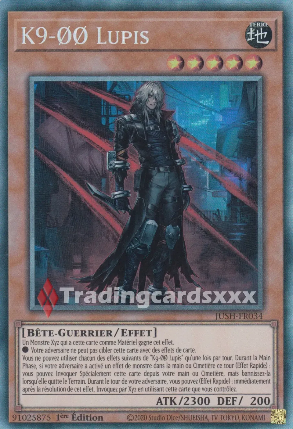 Yu-Gi-Oh! K9-ØØ Lupis JUSH-FR034 carte Chasseurs Justice
