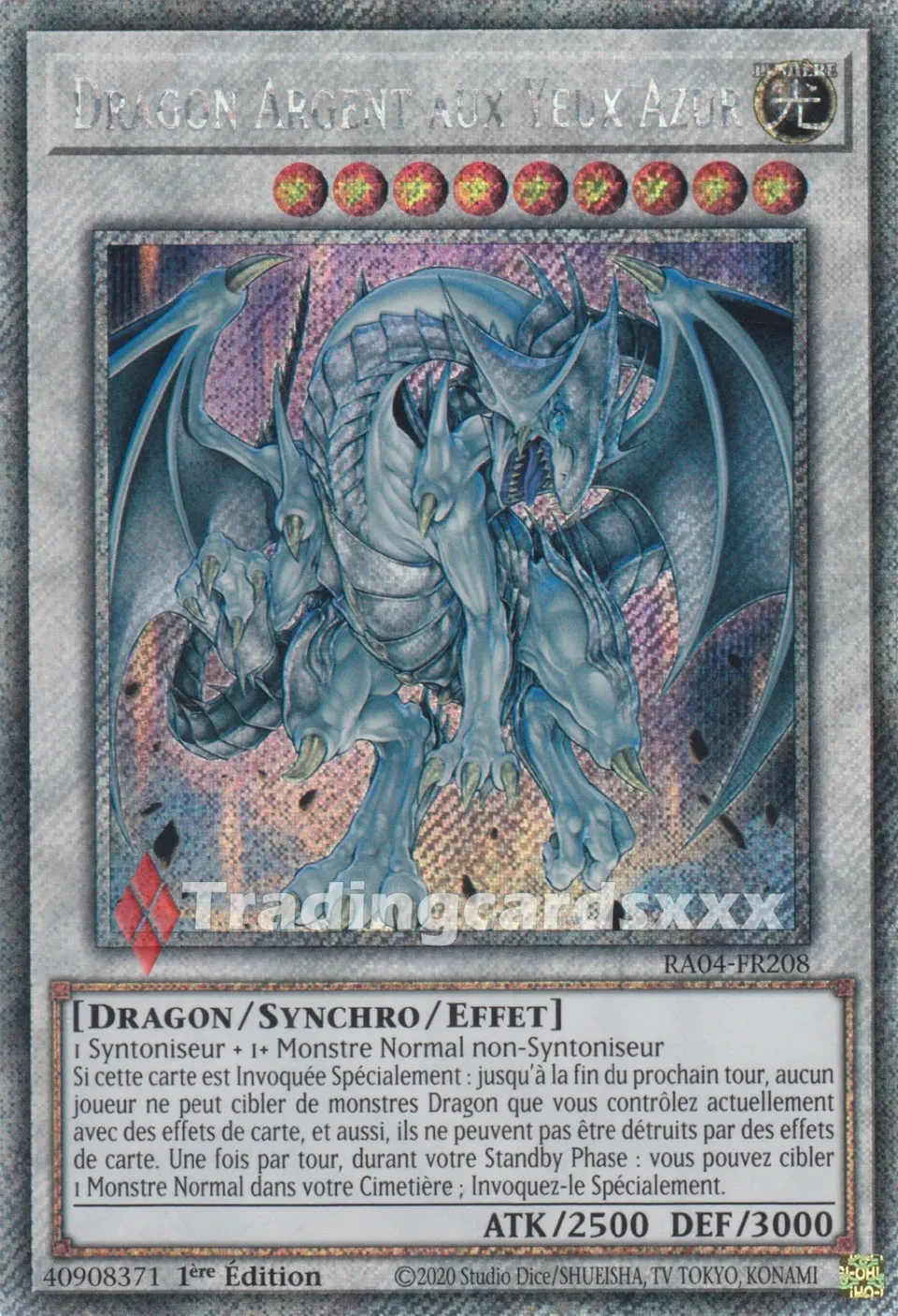 Yu-Gi-Oh! Dragon Argent aux Yeux Azur carte RA04-FR208 française