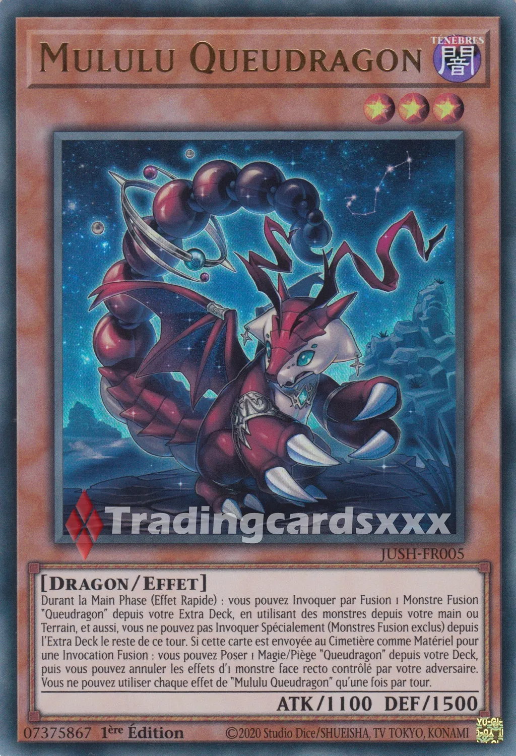 Yu-Gi-Oh! Mululu Queudragon carte JUSH-FR005 1ère édition