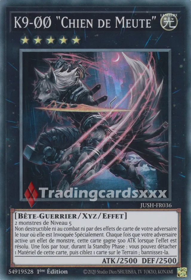 Yu-Gi-Oh! K9-ØØ Chien de Meute JUSH-FR036 carte SR
