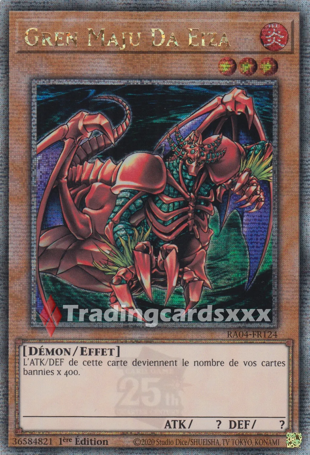 Yu-Gi-Oh! Ruée Quart de Siècle Gren Maju Da Eiza RA04-FR124 carte