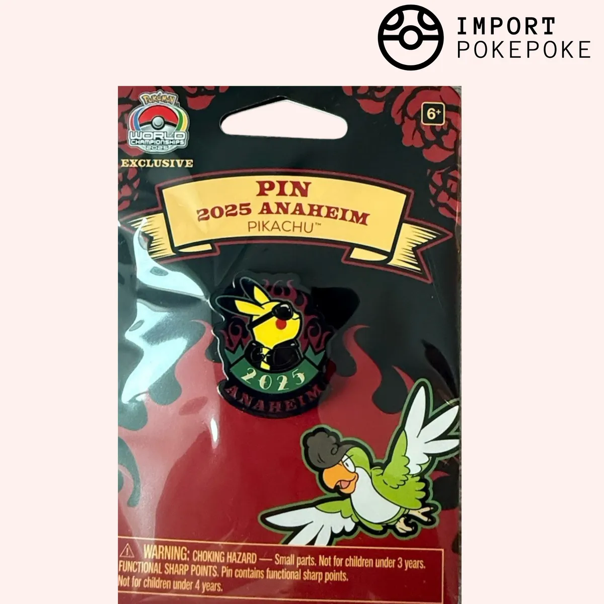 Pokémon Worlds 2025 Pin's Pikachu Rockabilly Anaheim Lunettes