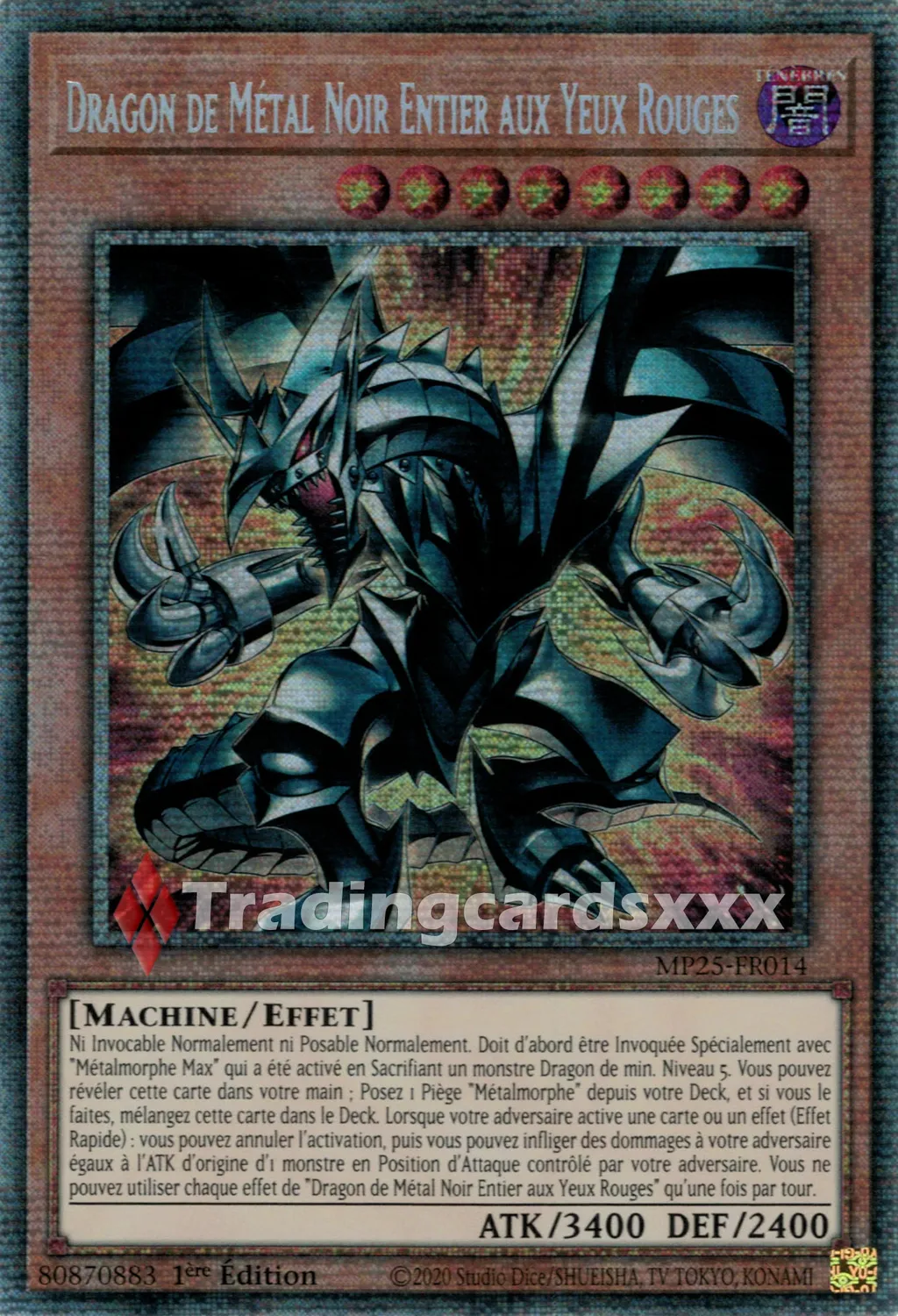 Yu-Gi-Oh! Dragon de Métal Noir Entier aux Yeux Rouges Carte à l'unité