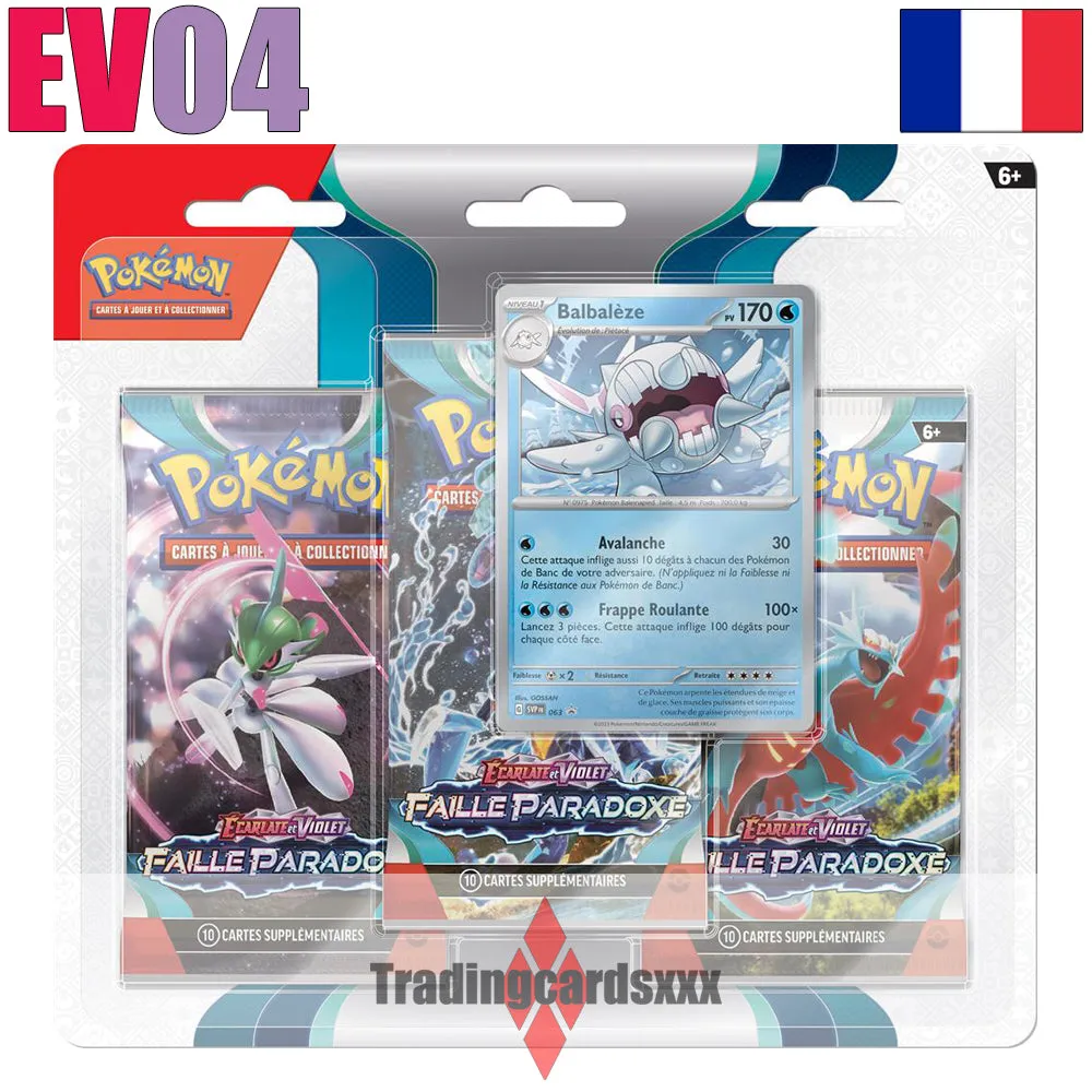 Pokémon Faille Paradoxe Tripack 3 boosters EV04 VF