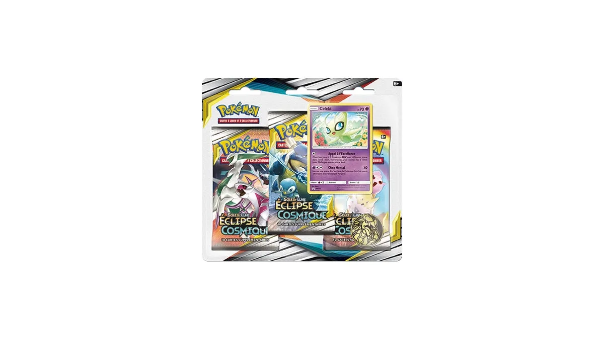 Pokémon Éclipse Cosmique tripack 3 boosters Celebi SL12