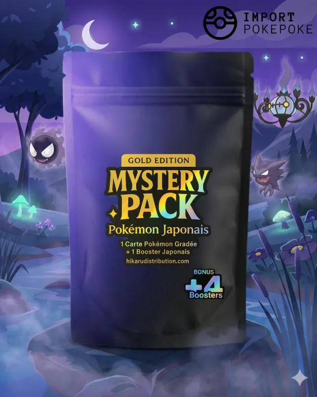 Hikaru Distribution Mystery Pack Gold Edition pack Pokémon japonais 1 carte gradée 5 boosters