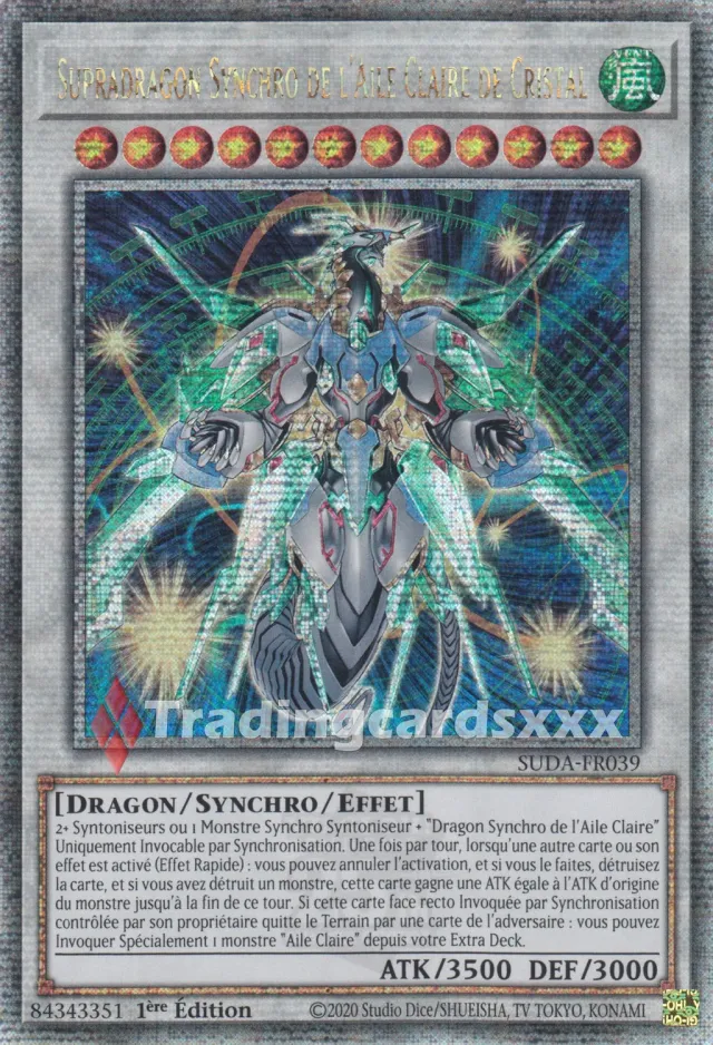 Yu-Gi-Oh! Ténèbres Suprêmes Supradragon Synchro de l'Aile Claire de Cristal Carte SUDA-FR039