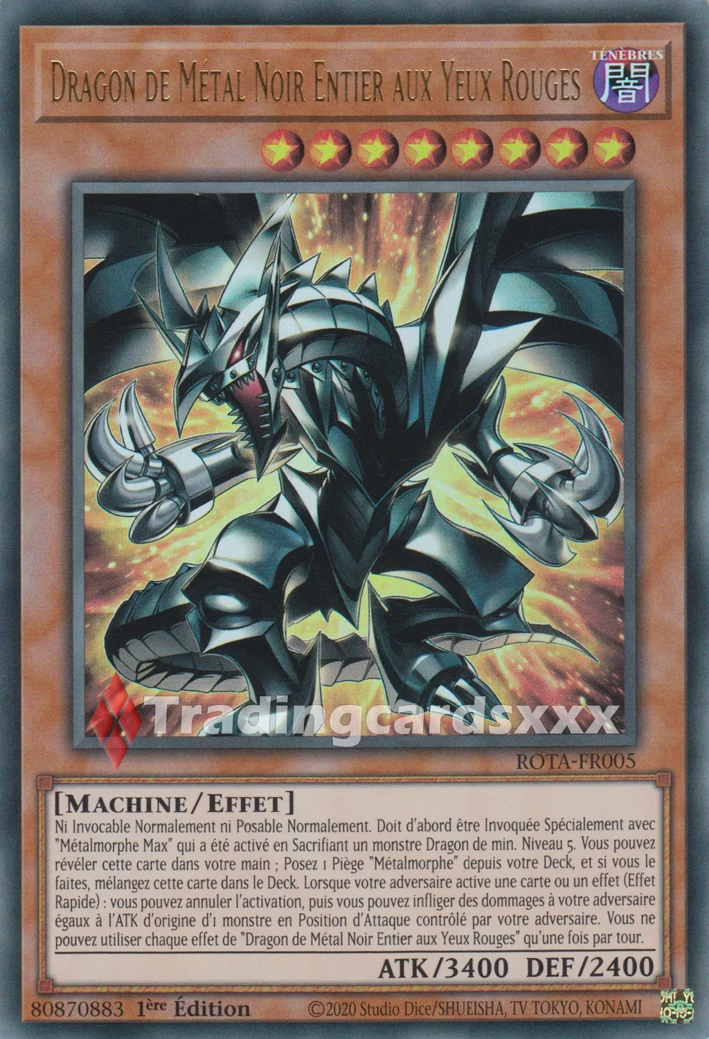 Yu-Gi-Oh! Dragon de Métal Noir Entier aux Yeux Rouges Carte à l'unité