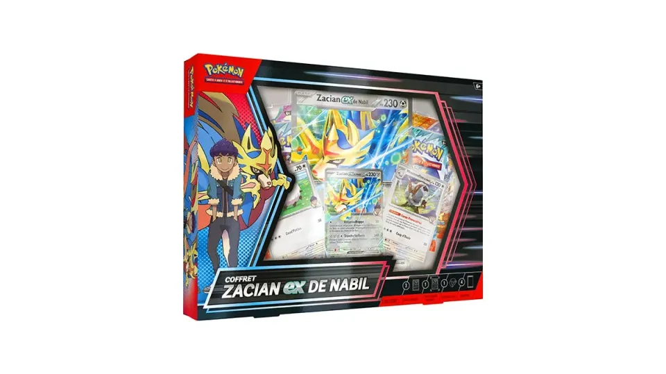 Pokémon Zacian-ex de Nabil coffret 4 boosters grand format