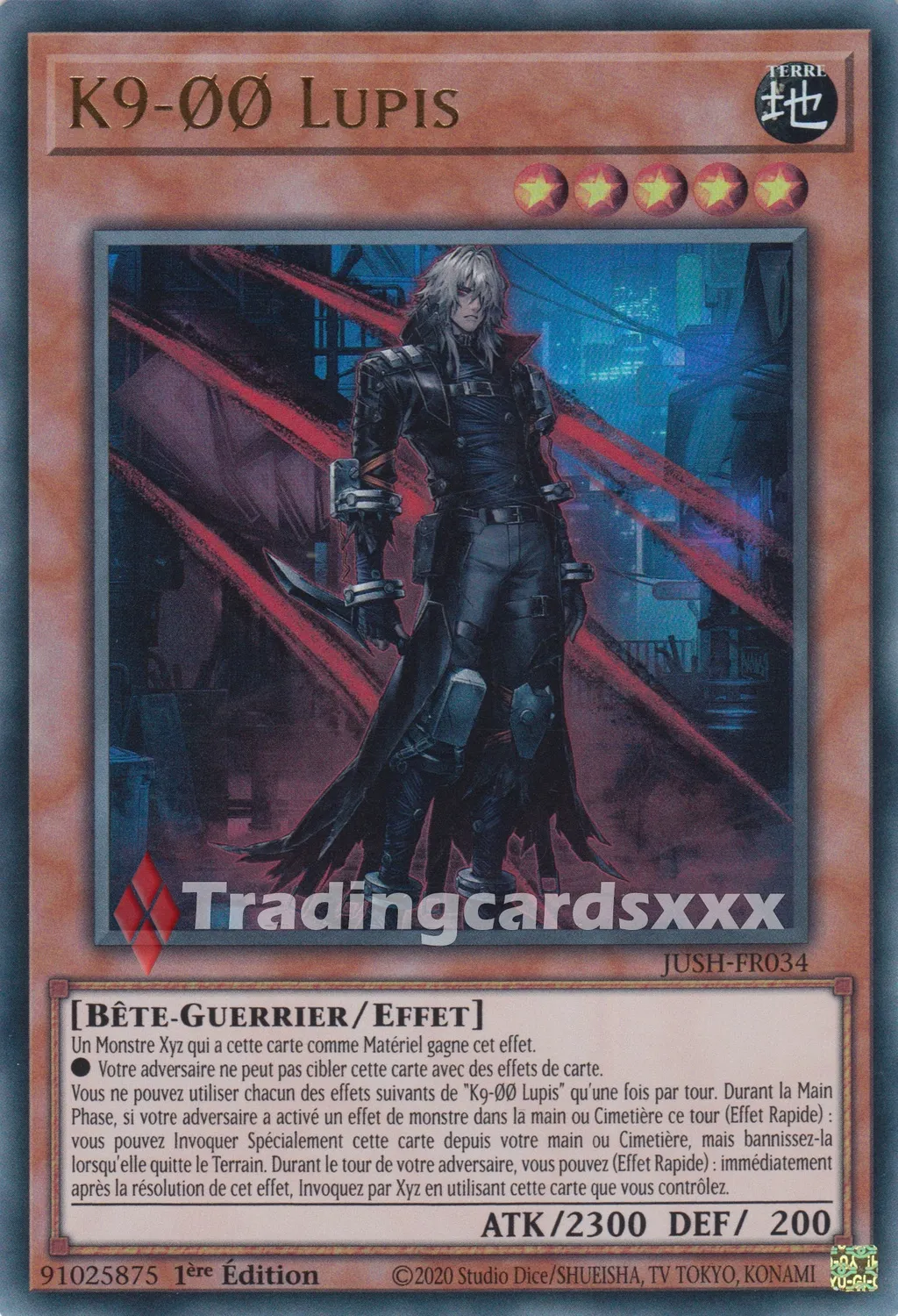 Yu-Gi-Oh! K9-ØØ Lupis JUSH-FR034 carte Chasseurs Justice