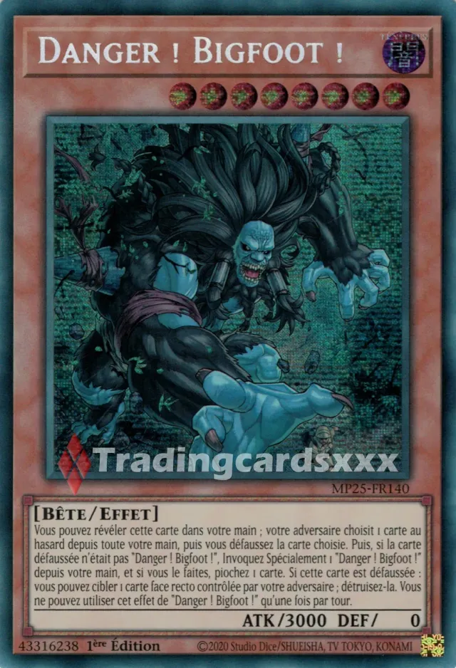 Yu-Gi-Oh! Danger ! Bigfoot ! carte PSE MP25-FR140 Prismatique