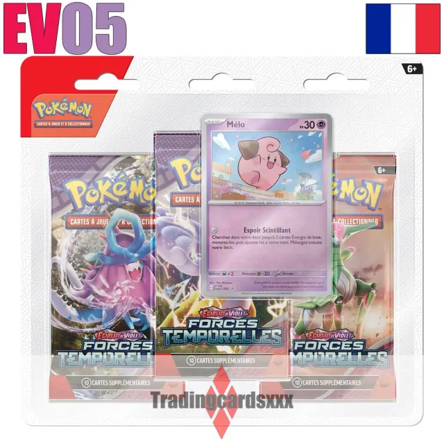 Pokémon EV05 Forces Temporelles tripack Mélo 3 boosters