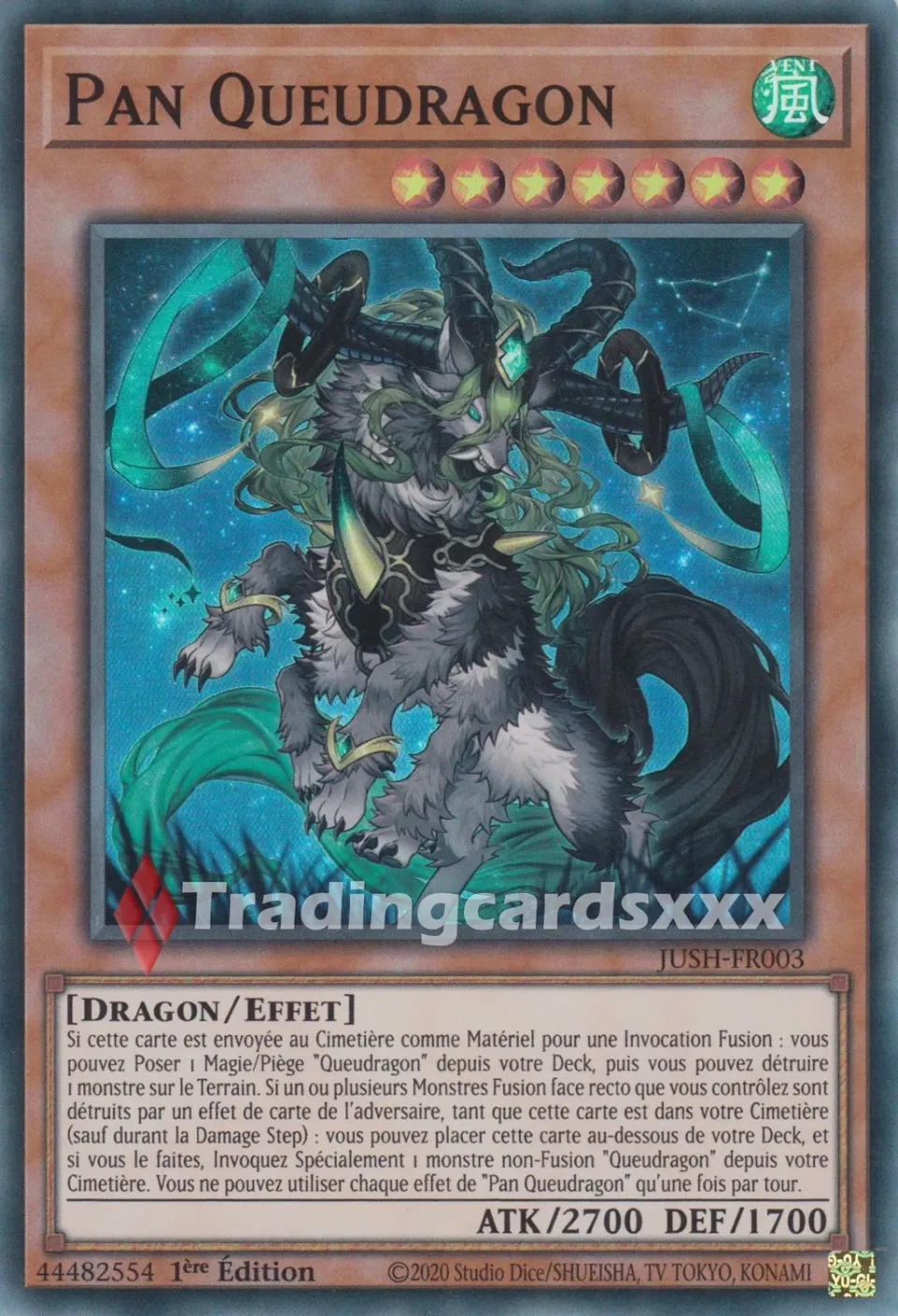 Yu-Gi-Oh! Chasseurs de Justice Pan Queudragon carte JUSH-FR003 SR