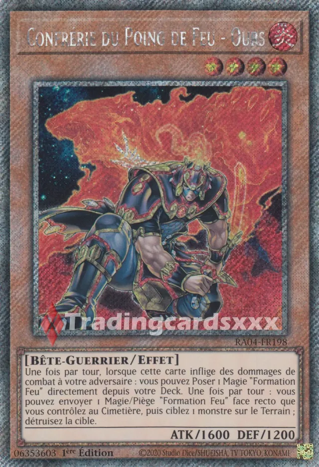 Yu-Gi-Oh! Confrérie du Poing de Feu - Ours carte Platinium Rare