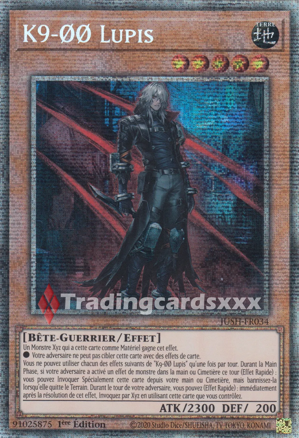 Yu-Gi-Oh! K9-ØØ Lupis JUSH-FR034 carte Chasseurs Justice