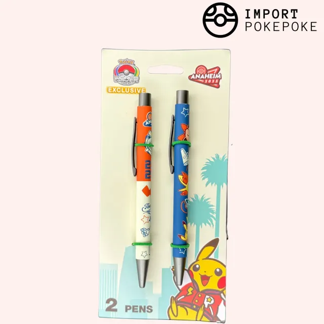 Pokémon Worlds 2025 Anaheim set 2 stylos orange bleu