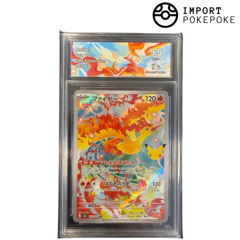 Pokémon 30th Celebration Sulfura AR 105/103 carte gradée