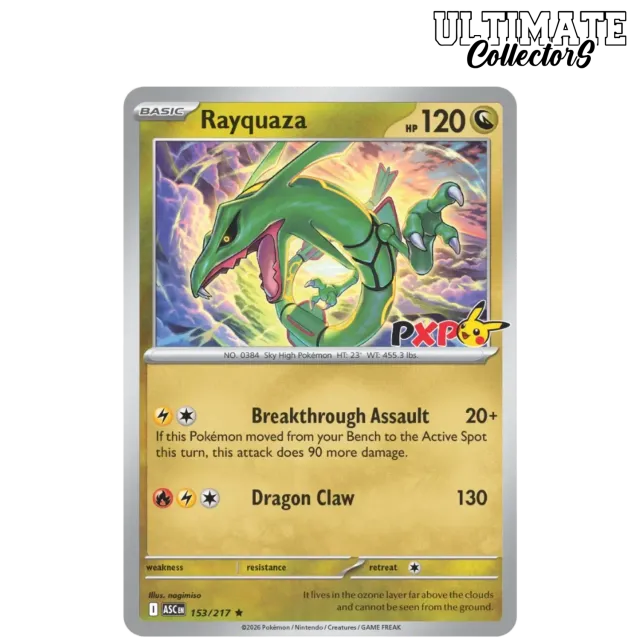 Hikaru Distribution Pokémon XP Rayquaza 153/217 carte promo scellée