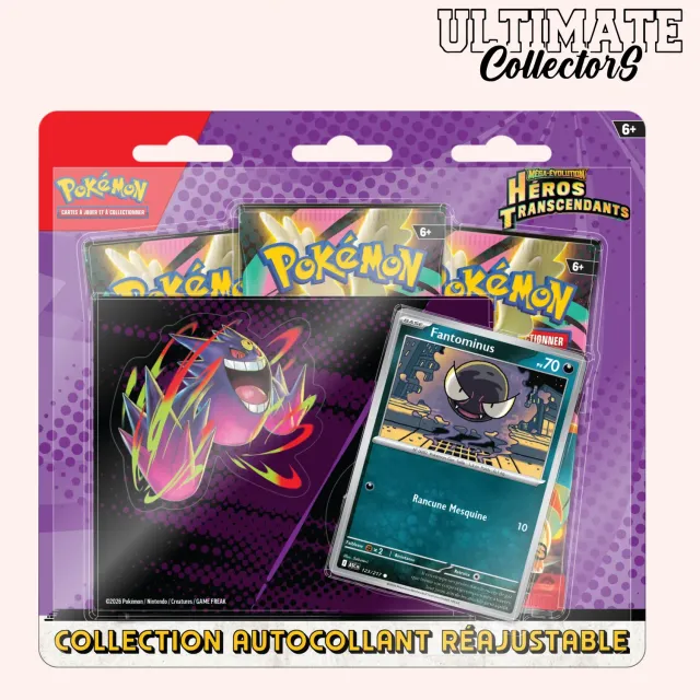 Collection Autocollant Réajustable Méga-Évolution Héros Transcendants coffret 3 boosters