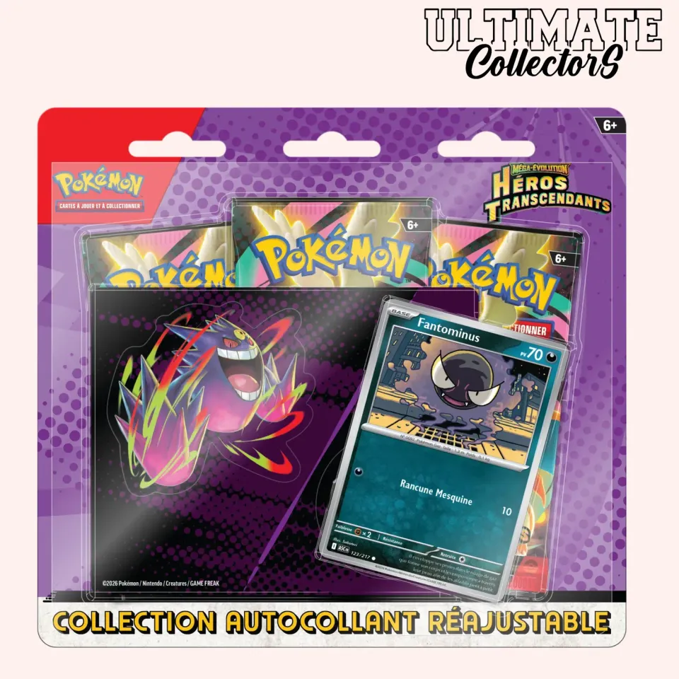 Collection Autocollant Réajustable Méga-Évolution Héros Transcendants coffret 3 boosters