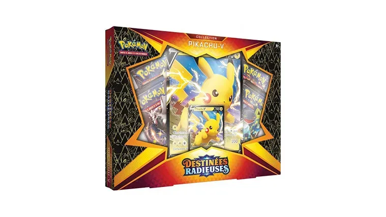 Pokémon Destinées Radieuses coffret Pikachu V 4 boosters