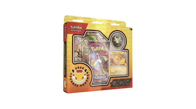 Pokémon Journée Pokémon 2026 coffret Pikachu 3 boosters