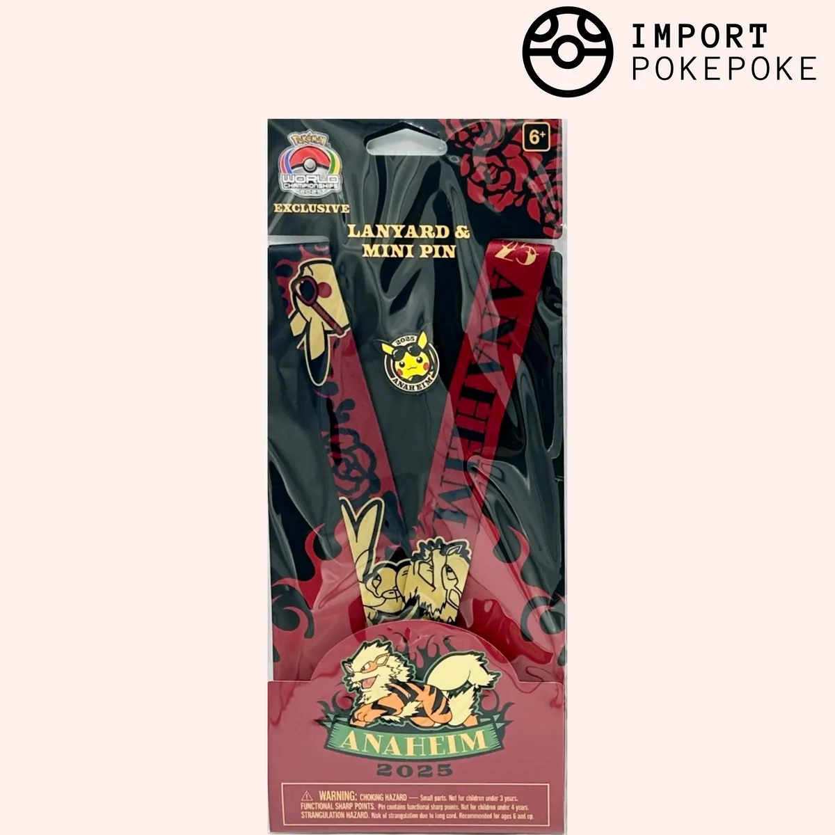 Hikaru Distribution Anaheim World Championships 2025 lanière Arcanin avec pins Pikachu