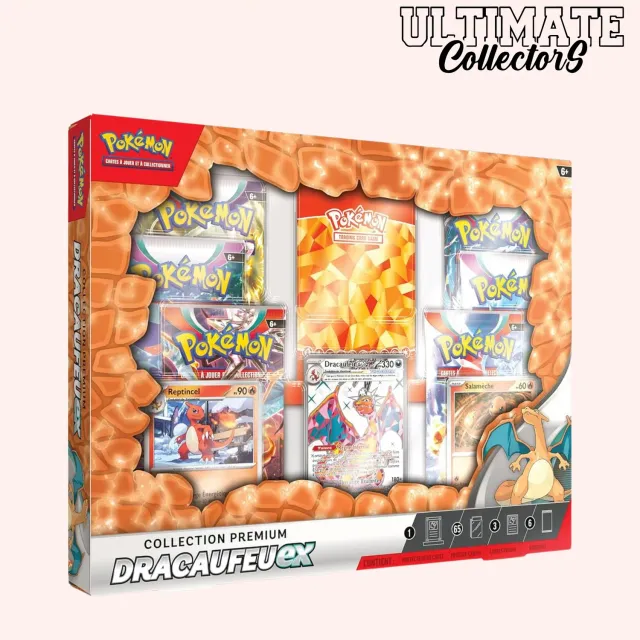 Pokémon Dracaufeu-ex 2024 coffret premium français 6 boosters